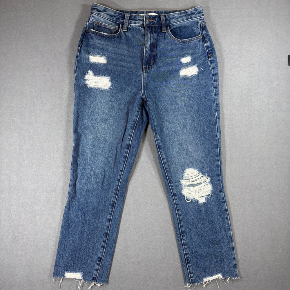 Sam Edelman Stiletto Straight Jeans Women 28 Blue Excellent Distressed High-Rise